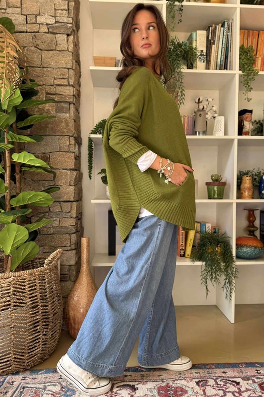 Charli Circle Knit Top Olive 